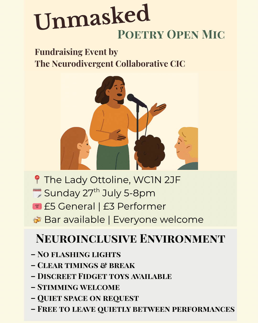 UNMASKED Poetry Open Mic Hosted by The Neurodivergent Collaborative