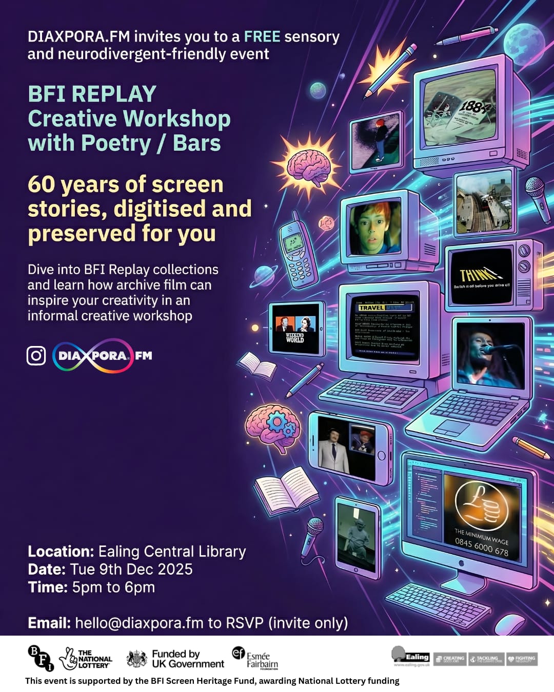 BFI Replay x DIAXPORA.FM Creative Workshop With Poetry/Bars