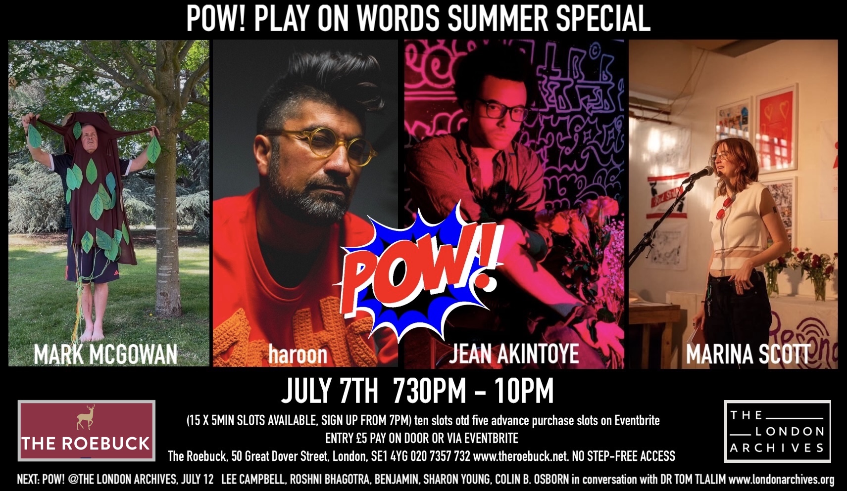 POW! Summer Special with haroon, Mark McGowan, Jean Akintoye and Marina Scott